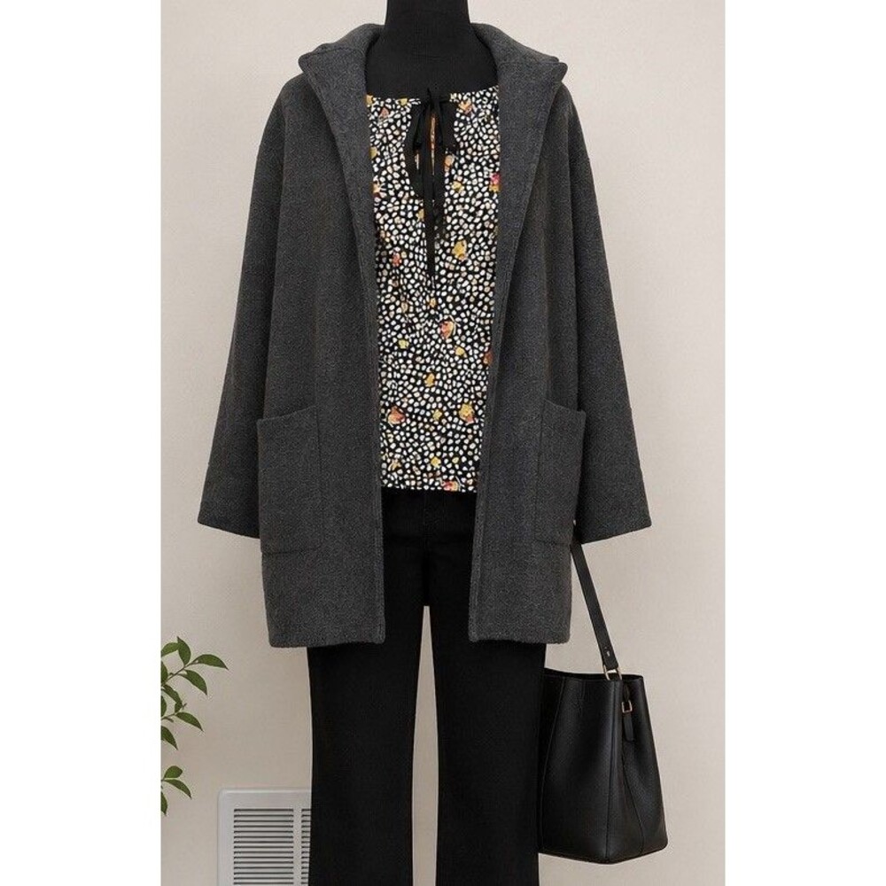 J Crew Black Knit Blazer Cardigan Sweater Women Medium Merino Wool